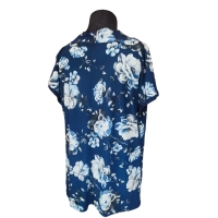 Bluzka z lejącym dekoltem typu woda biało-niebieskie kwiaty